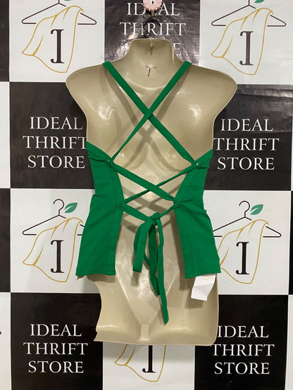 SINBOUN BOUN |M| BUST 15| A56| GREEN SQUARE-NECK TECHNICAL UTILITY CAMI TANK TOP
