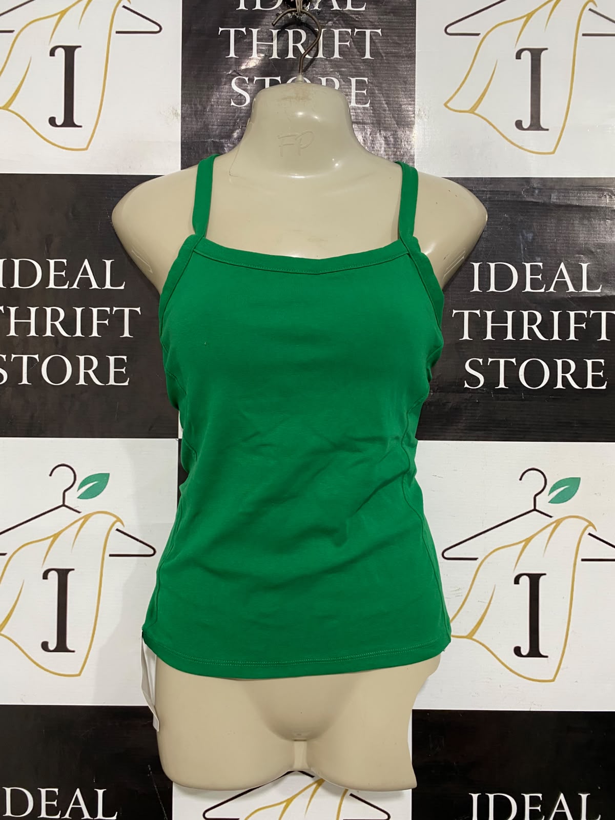 SINBOUN BOUN |M| BUST 15| A56| GREEN SQUARE-NECK TECHNICAL UTILITY CAMI TANK TOP