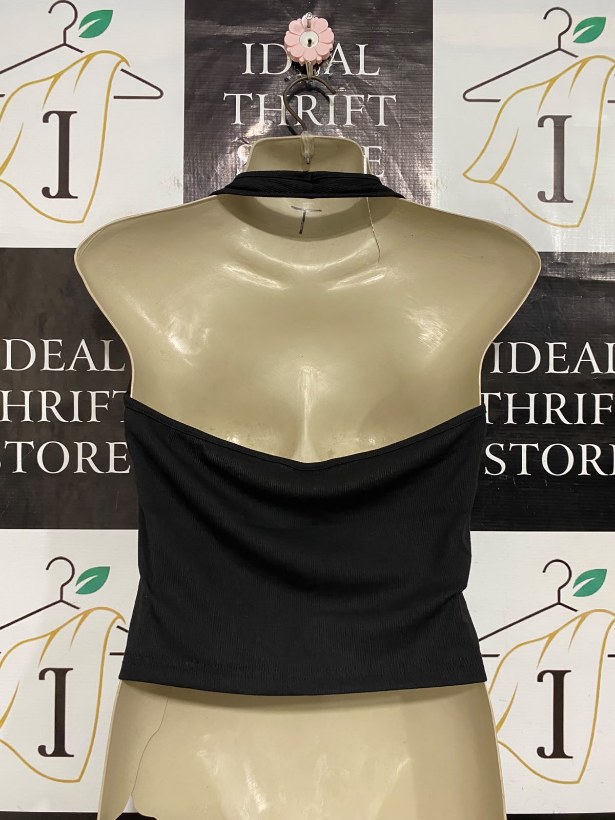 SHEIN |L| BUST 16| A56| BLACK HALTER-NECK RIBBED TECHNICAL UTILITY TANK TOP