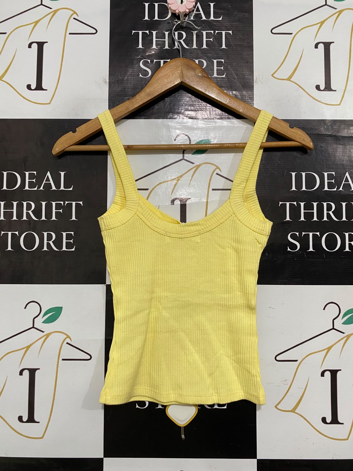 SUPRE |XS| BUST 12| A56| YELLOW SCOOP-NECK RIBBED TECHNICAL UTILITY TANK TOP