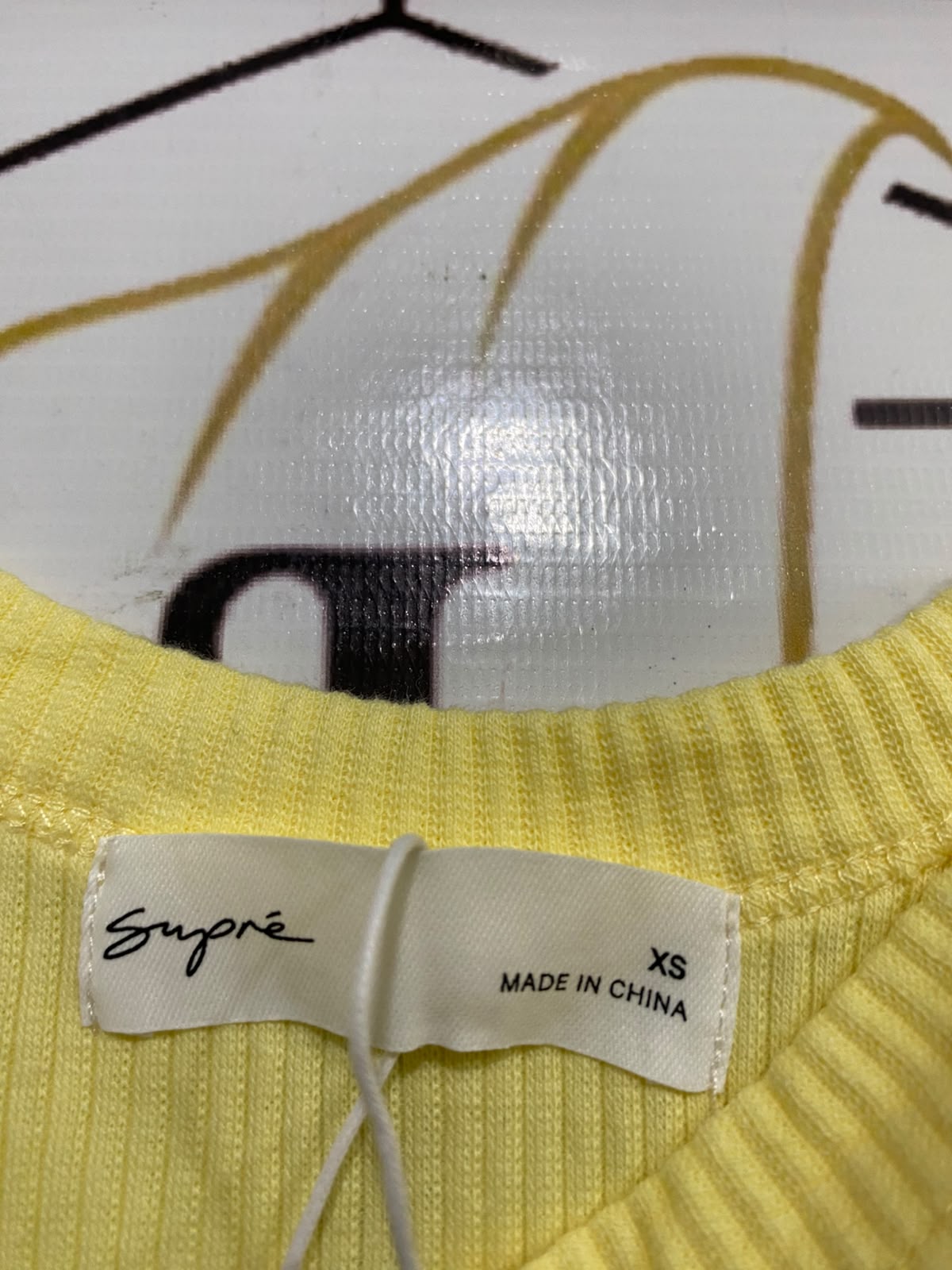 SUPRE |XS| BUST 12| A56| YELLOW SCOOP-NECK RIBBED TECHNICAL UTILITY TANK TOP