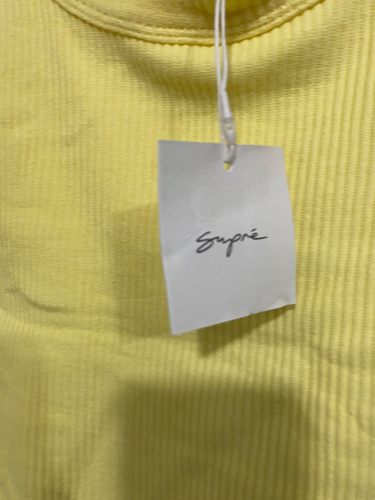 SUPRE |XS| BUST 12| A56| YELLOW SCOOP-NECK RIBBED TECHNICAL UTILITY TANK TOP