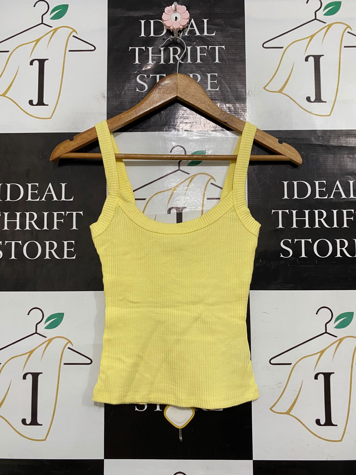 SUPRE |XS| BUST 12| A56| YELLOW SCOOP-NECK RIBBED TECHNICAL UTILITY TANK TOP