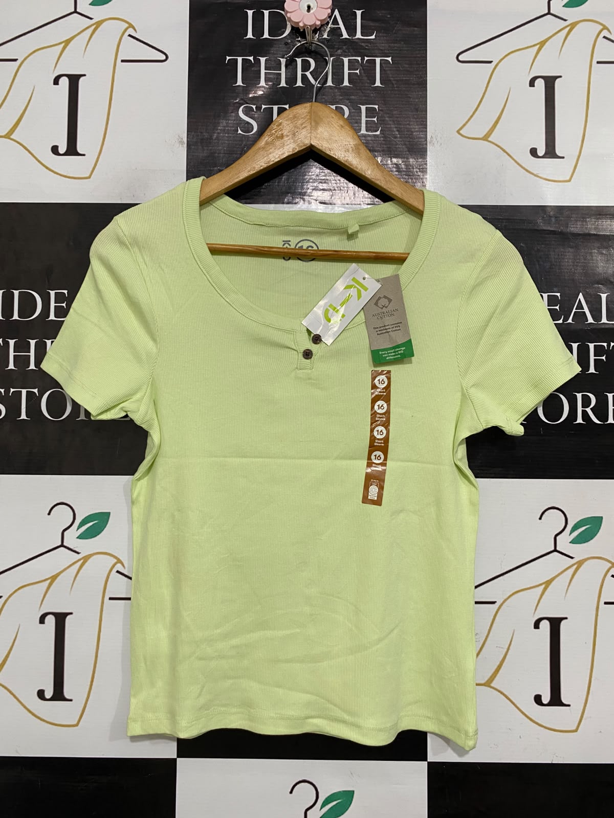 KD |S| BUST 15| A56| PALE GREEN HENLEY RIBBED TECHNICAL UTILITY T-SHIRT