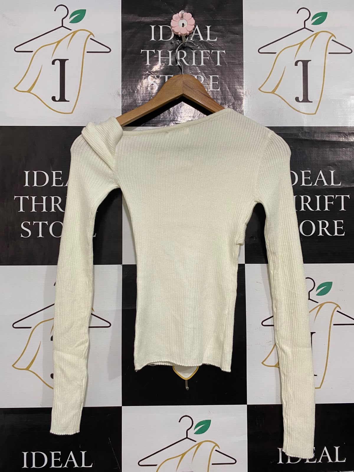 GLASSONS |XS| BUST 12| A56| WHITE ASYMMETRIC DRAPE-NECK RIBBED TECHNICAL UTILITY TOP