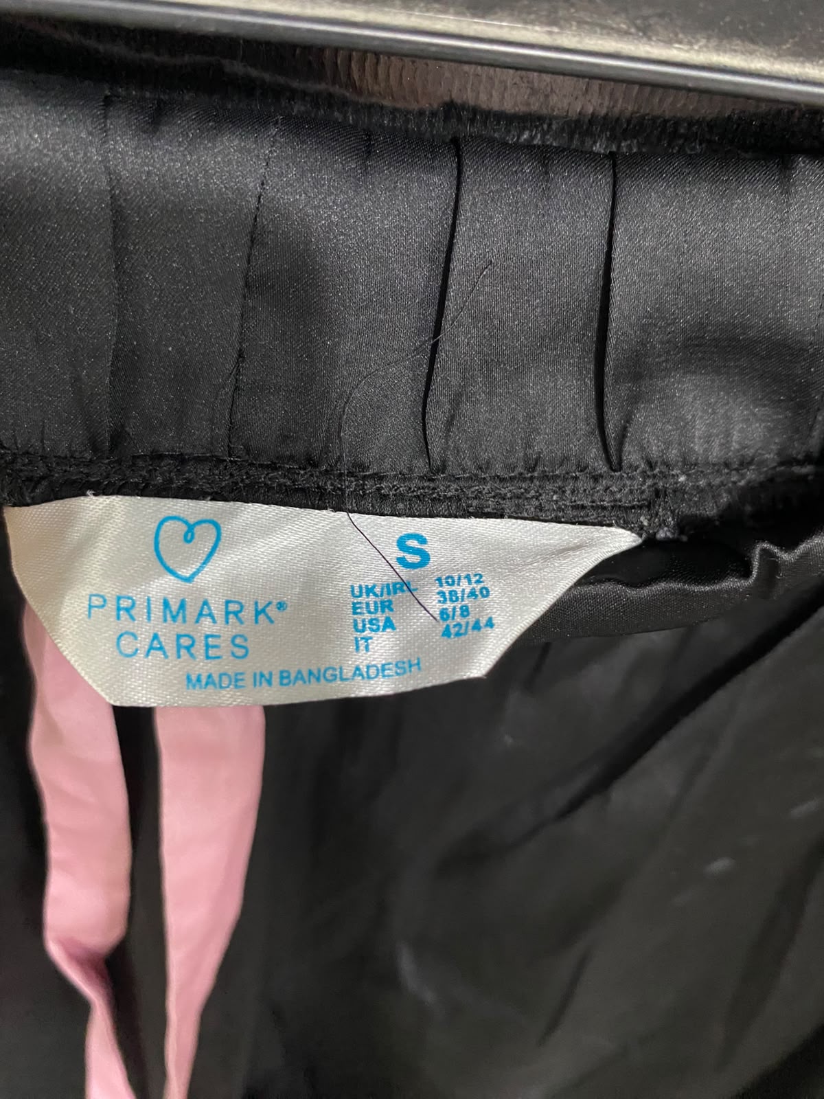 PRIMARK CARES |S| A56| BLACK AND PINK SATIN CONTRAST-TRIM TECHNICAL UTILITY LOUNGE SET