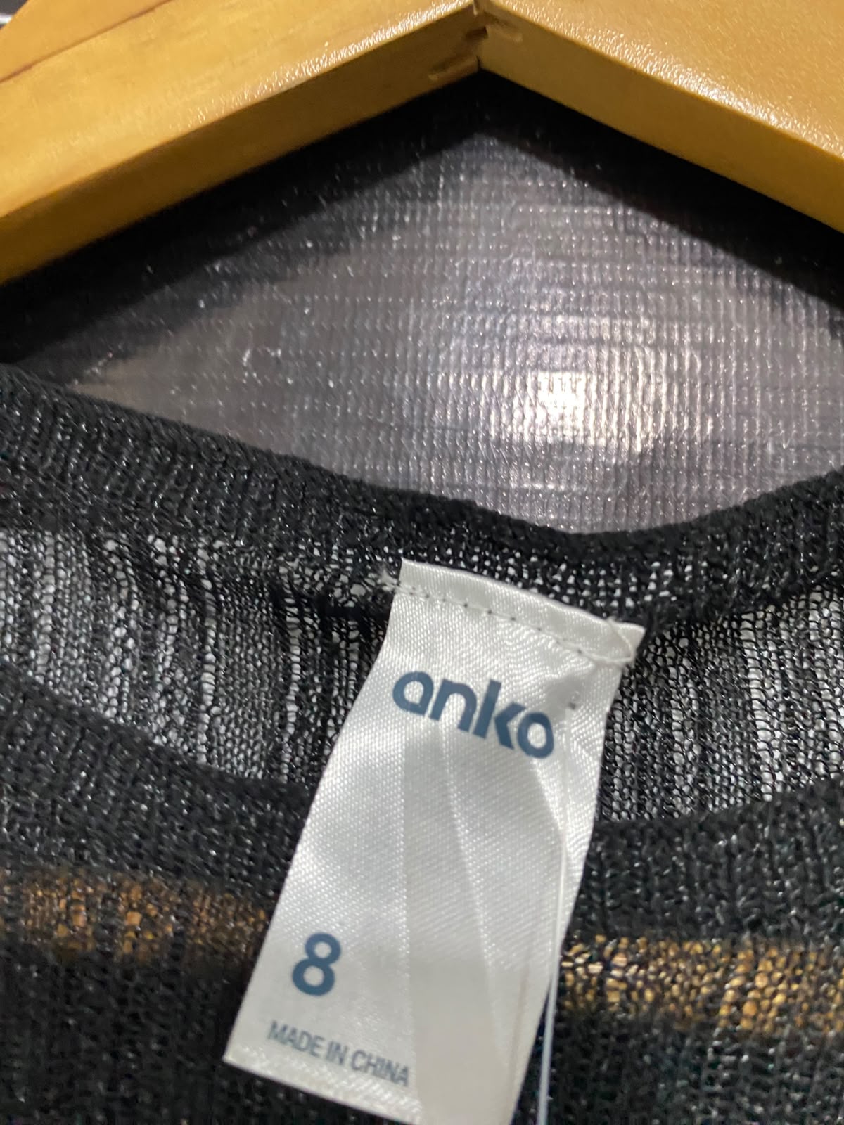 ANKO |XS| BUST 12| A56| BLACK METALLIC SHEER RIBBED TECHNICAL UTILITY LONG-SLEEVE TOP