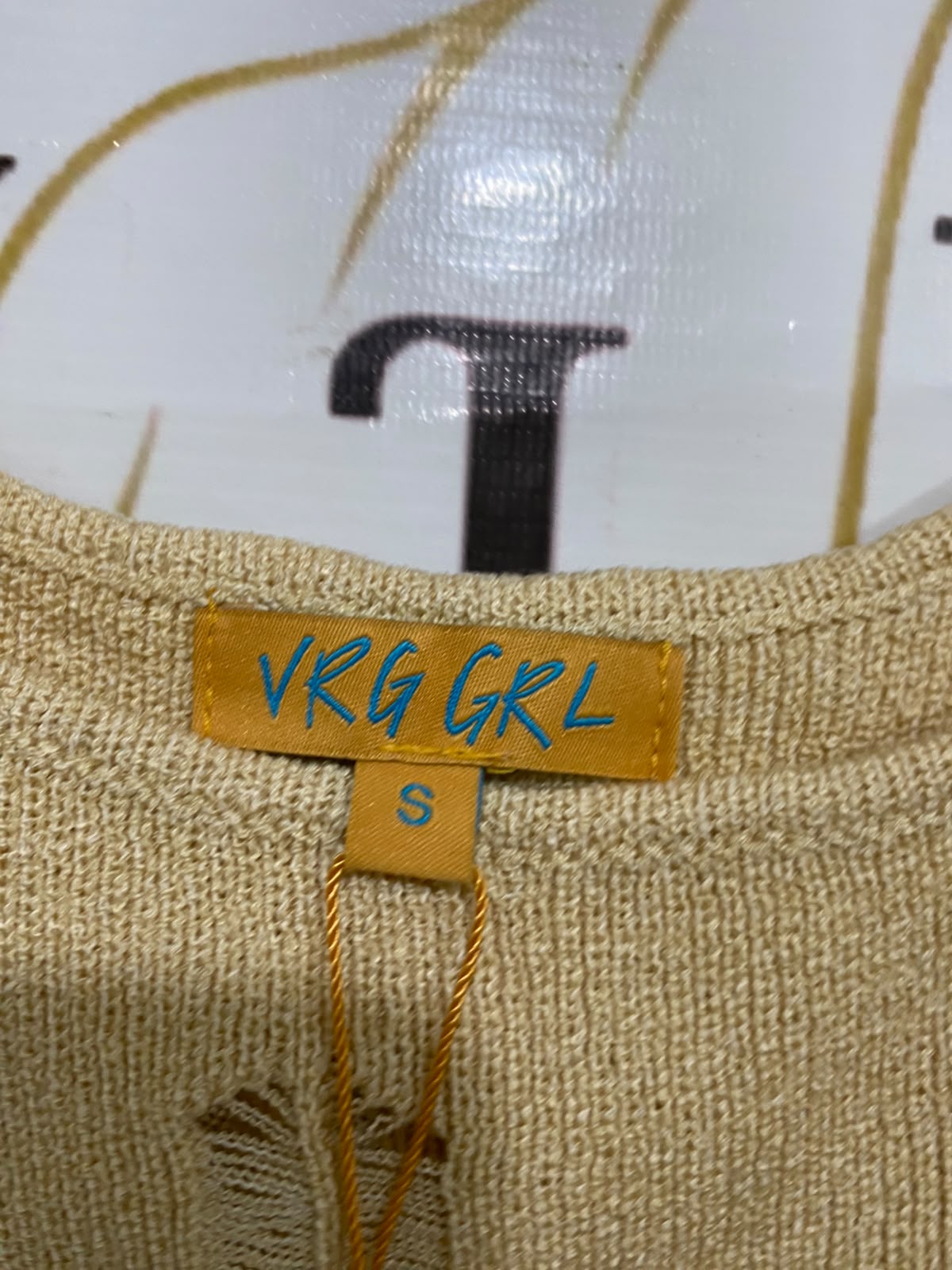 VRK GRL |S| BUST 12| A56| BEIGE DISTRESSED KNIT TECHNICAL UTILITY TANK TOP