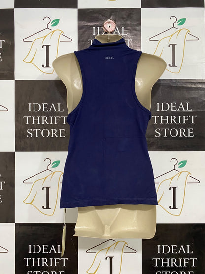 STAX |S| BUST 16| A56| NAVY MOCK-NECK SLEEVELESS TECHNICAL UTILITY TANK TOP