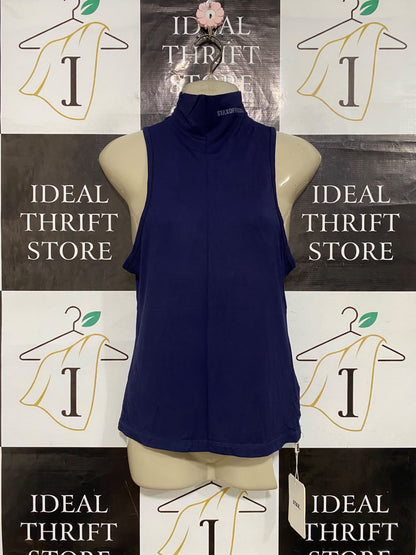 STAX |S| BUST 16| A56| NAVY MOCK-NECK SLEEVELESS TECHNICAL UTILITY TANK TOP