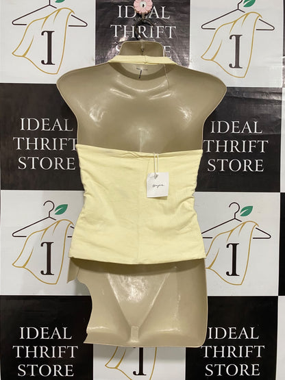 SUPRE |S| BUST 15| A56| PALE YELLOW O-RING HALTER TECHNICAL UTILITY TOP