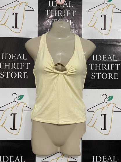 SUPRE |S| BUST 15| A56| PALE YELLOW O-RING HALTER TECHNICAL UTILITY TOP