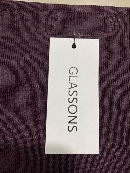 GLASSONS |S| BUST 15| A56| PLUM ASYMMETRIC METALLIC-RING RIBBED TECHNICAL UTILITY TANK TOP