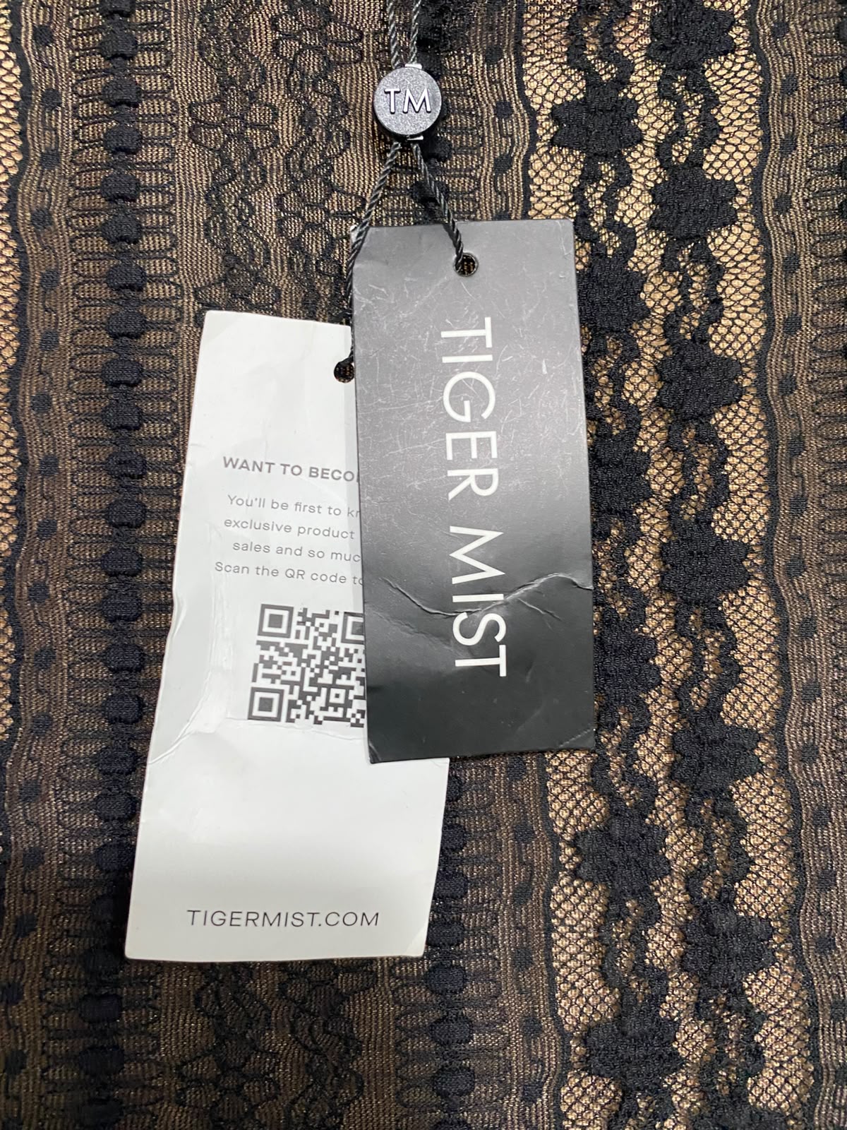 TIGER MIST |S| BUST 16| A56| BLACK LACE AND NUDE-LINED SLIP DRESS TECHNICAL UTILITY PIECE