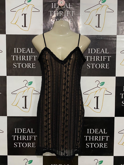TIGER MIST |S| BUST 16| A56| BLACK LACE AND NUDE-LINED SLIP DRESS TECHNICAL UTILITY PIECE