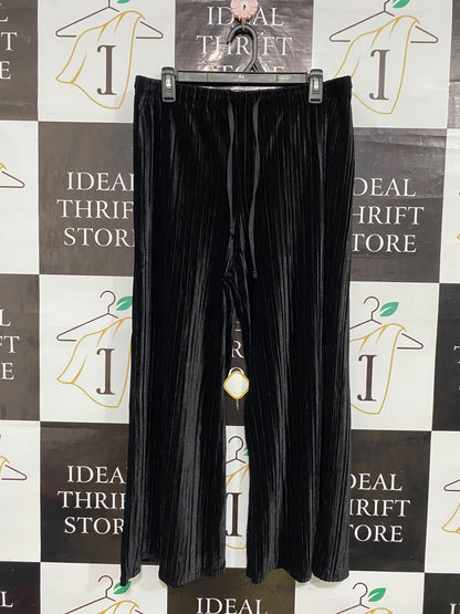 |XL| WAIST 34| A56| BLACK PLEATED WIDE-LEG TECHNICAL UTILITY TROUSERS