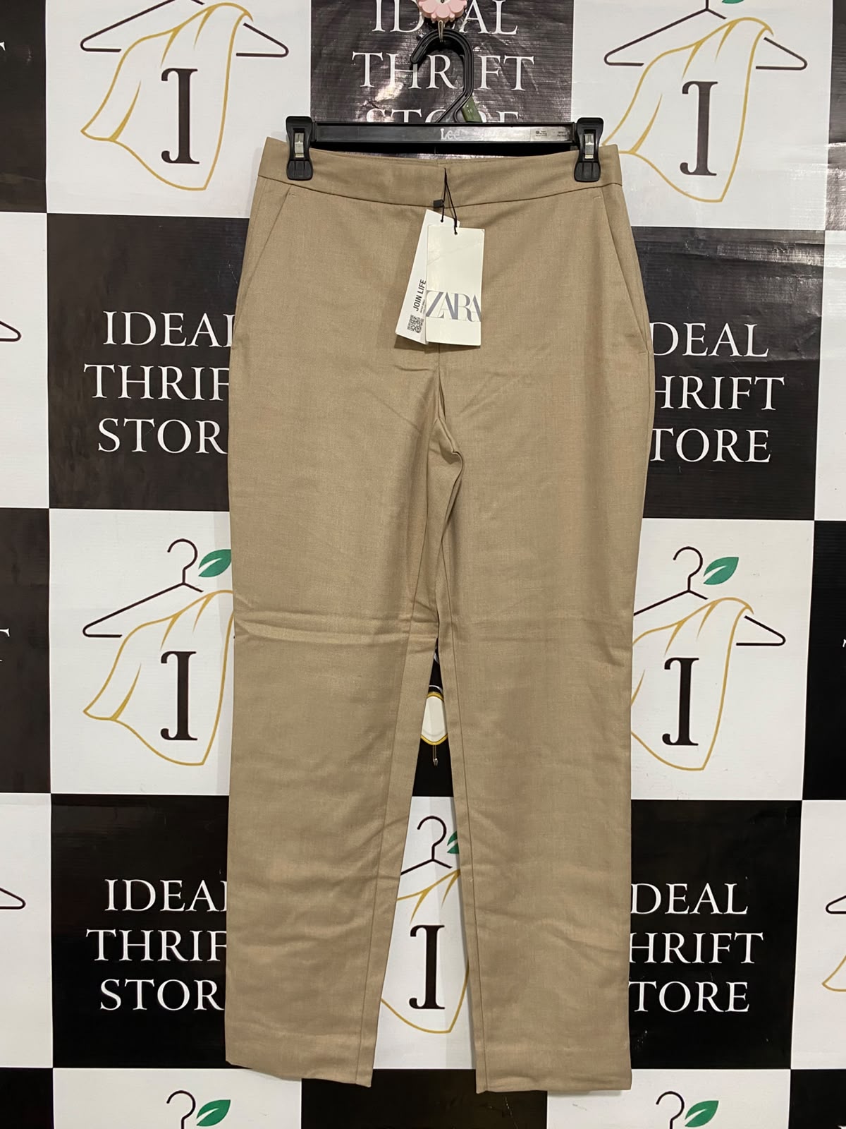 ZARA |S| WAIST 26| A56| BEIGE TAILORED TECHNICAL UTILITY TROUSERS