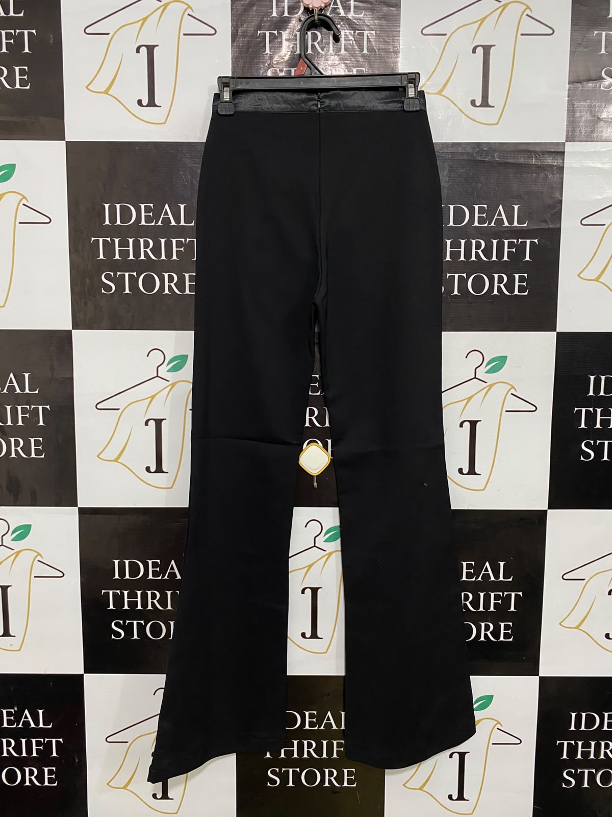 NONTAWAT |XS| WAIST 24| A56| BLACK SATIN-WAISTBAND FLARED TECHNICAL UTILITY TROUSERS