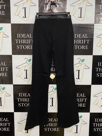 NONTAWAT |XS| WAIST 24| A56| BLACK SATIN-WAISTBAND FLARED TECHNICAL UTILITY TROUSERS