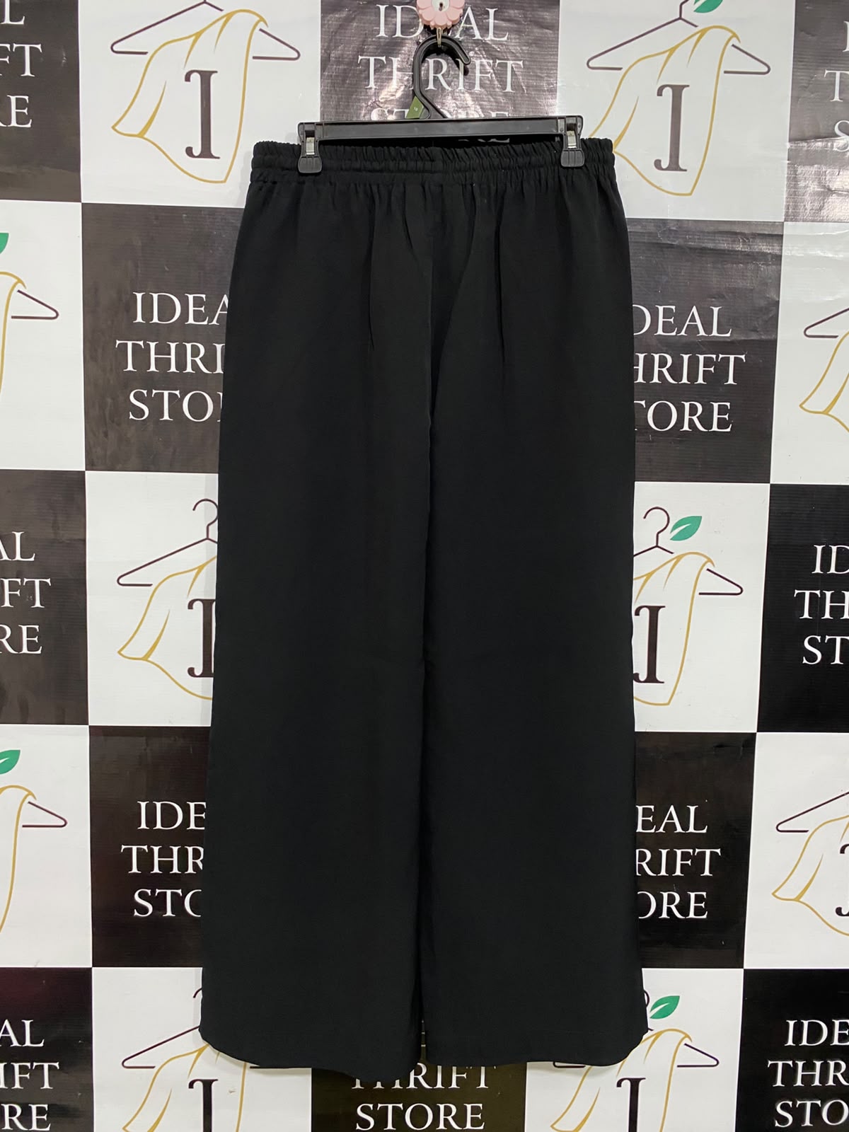 GRACE HILL |L| WAIST 30| A56| BLACK ELASTICATED DRAWSTRING WIDE-LEG TECHNICAL UTILITY TROUSERS