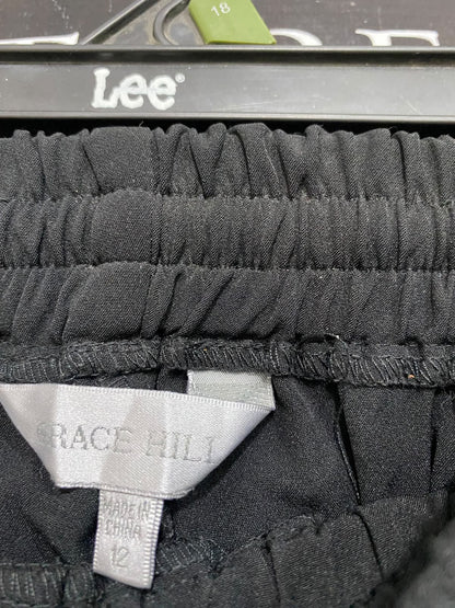 GRACE HILL |L| WAIST 30| A56| BLACK ELASTICATED DRAWSTRING WIDE-LEG TECHNICAL UTILITY TROUSERS