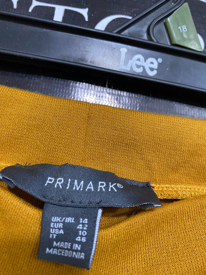 PRIMARK |L| WAIST 29| A56| MUSTARD AND CONTRAST-STRIPE WIDE-LEG TECHNICAL UTILITY TROUSERS