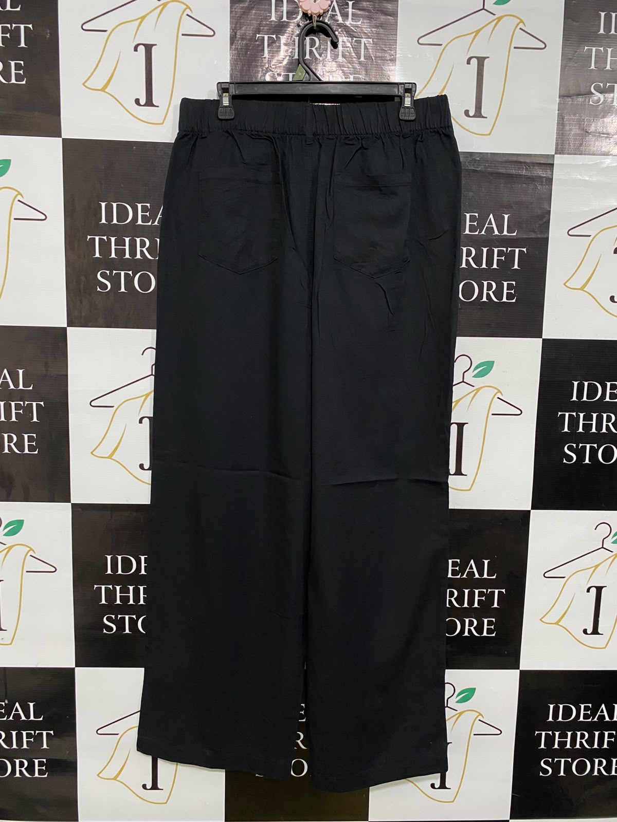 ANKO |L| WAIST 32| A56| BLACK UTILITY DRAWSTRING WAISTBAND STRAIGHT-LEG TECHNICAL TROUSERS