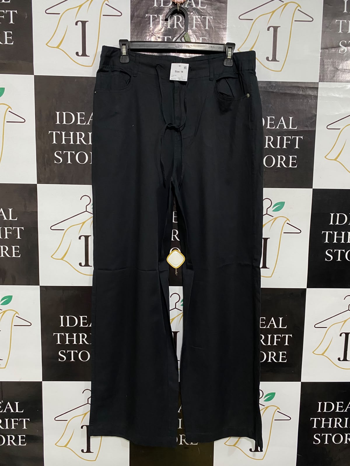 ANKO |L| WAIST 32| A56| BLACK UTILITY DRAWSTRING WAISTBAND STRAIGHT-LEG TECHNICAL TROUSERS