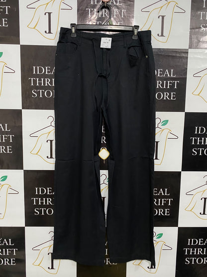 ANKO |L| WAIST 32| A56| BLACK UTILITY DRAWSTRING WAISTBAND STRAIGHT-LEG TECHNICAL TROUSERS