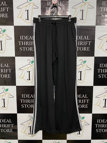 COTTON ON |L| WAIST 32| A56| BLACK SIDE-STRIPE WIDE-LEG TECHNICAL UTILITY TROUSERS
