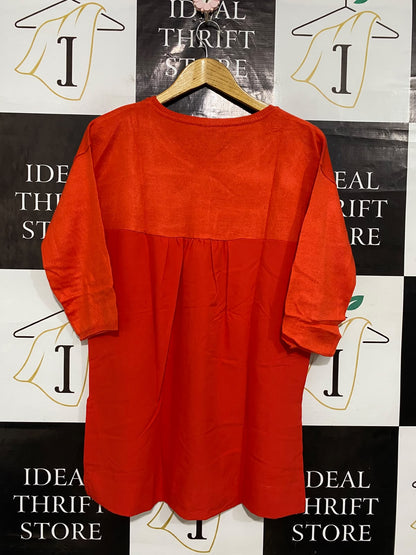ROCKMANS |XS| BUST 20| A56| ORANGE KNIT TUNIC TOP