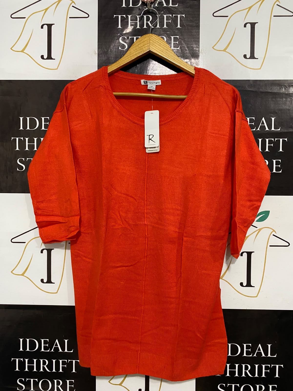 ROCKMANS |XS| BUST 20| A56| ORANGE KNIT TUNIC TOP