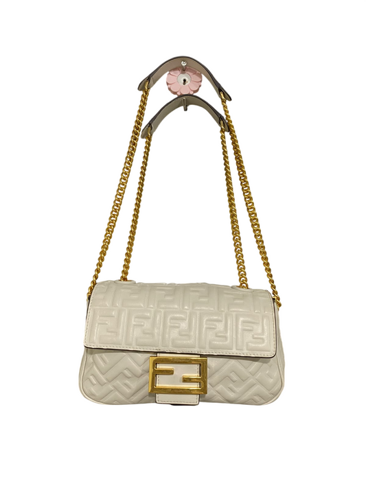FENDI | OFF-WHITE EMBOSSED FF LOGO TECHNICAL UTILITY SHOULDER BAG|PRE LOVED