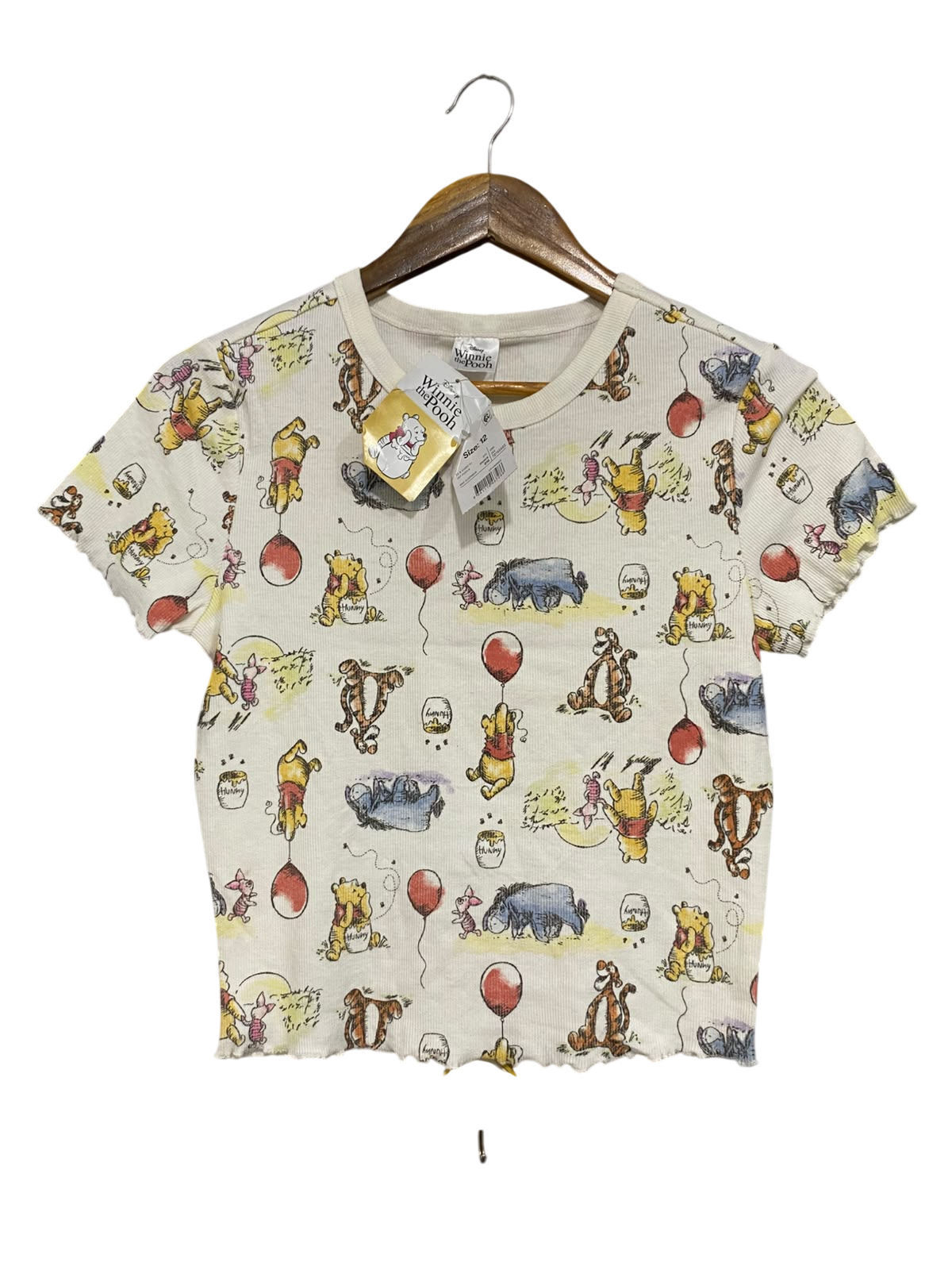 DISNEP |S| BUST 16| A57| WINNIE THE POOH ALL-OVER PRINT TECHNICAL UTILITY CROP T-SHIRT