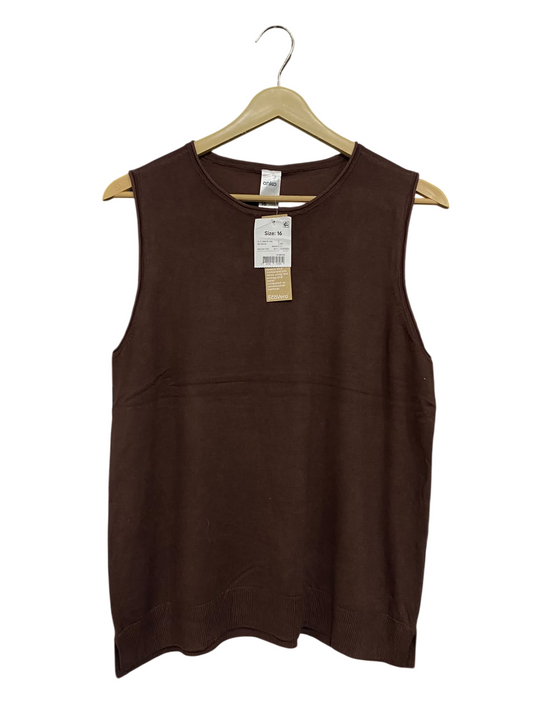 ANKO |L| BUST 19| A57| BROWN SLEEVELESS KNIT TECHNICAL UTILITY TANK TOP