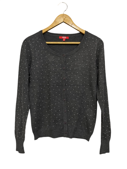 SES |M| BUST 17| A57| CHARCOAL GREY POLKA-DOT TECHNICAL UTILITY CARDIGAN