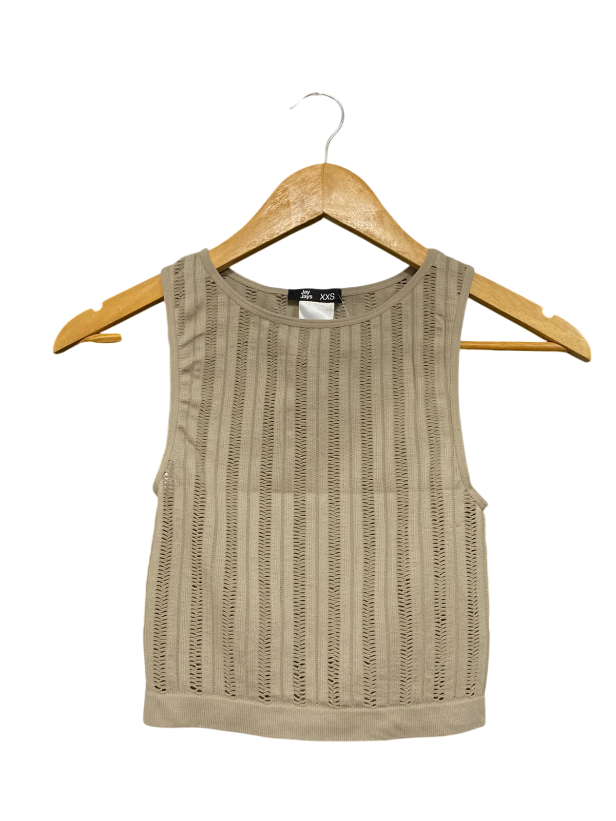 JAY JAYS |XXS| BUST 12| A57| TAUPE RIBBED SEAMLESS TECHNICAL UTILITY CROP TOP