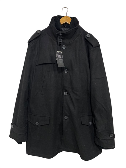 CEDAR WOOD STATE |XXL| BUST 26| A42| BLACK STAND-COLLAR TECHNICAL UTILITY WOOL COAT