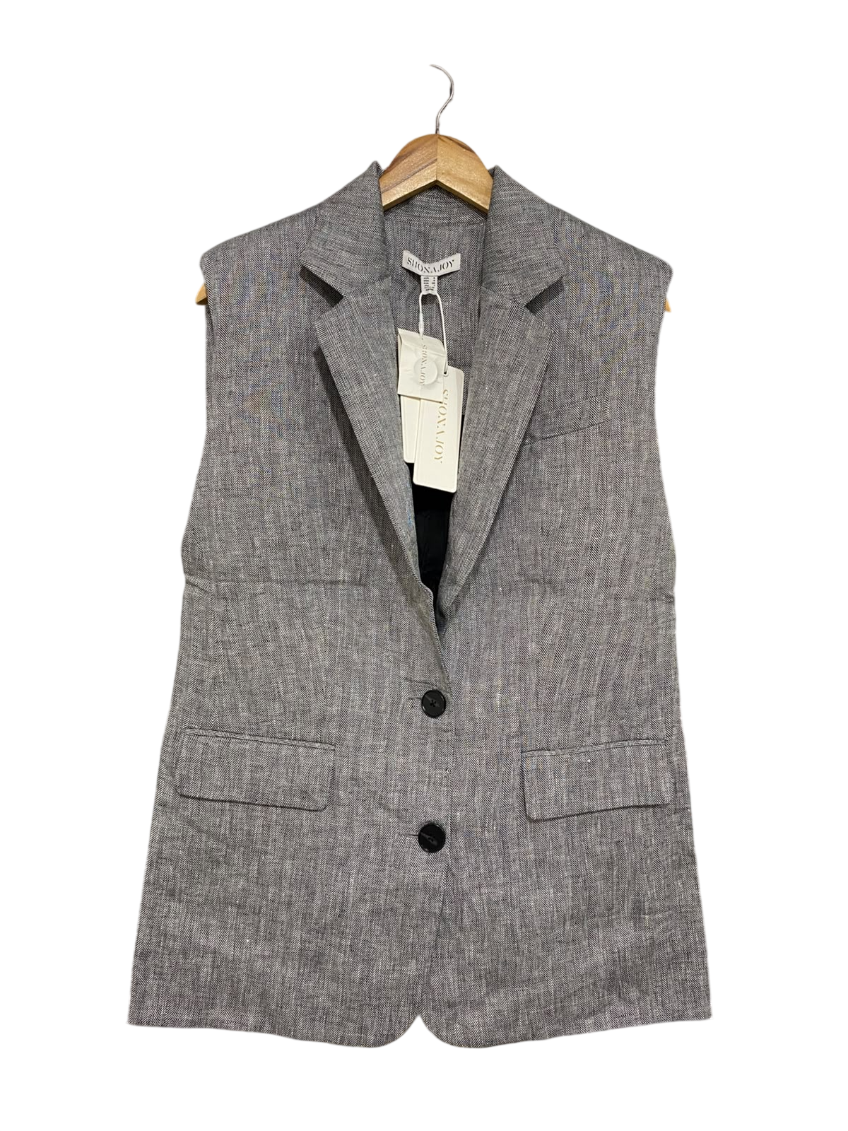 SHOMAJOY |S| BUST 19| A57| GREY SLEEVELESS BLAZER TECHNICAL UTILITY VEST