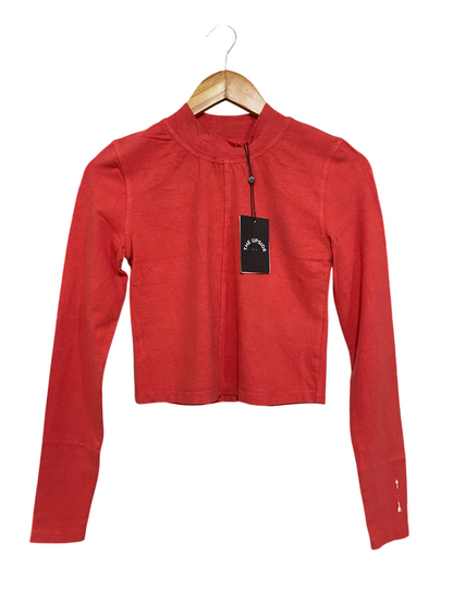THE UPSIDE |XS| BUST 15| A57| CORAL MOCK-NECK LONG-SLEEVE TECHNICAL UTILITY CROP TOP