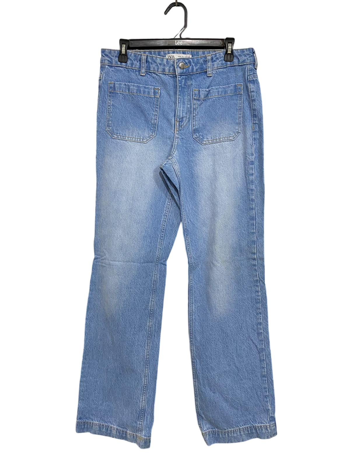 ZARA |S| WAIST 32| A57| LIGHT WASH DENIM UTILITY POCKET TECHNICAL TROUSERS