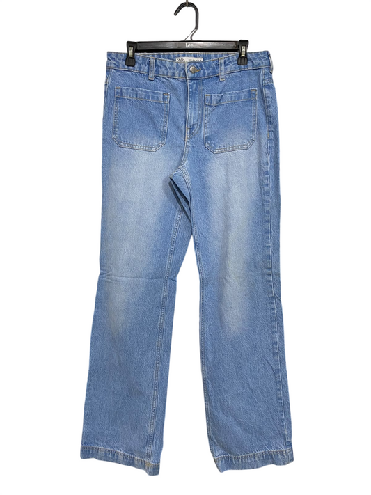 ZARA |S| WAIST 32| A57| LIGHT WASH DENIM UTILITY POCKET TECHNICAL TROUSERS