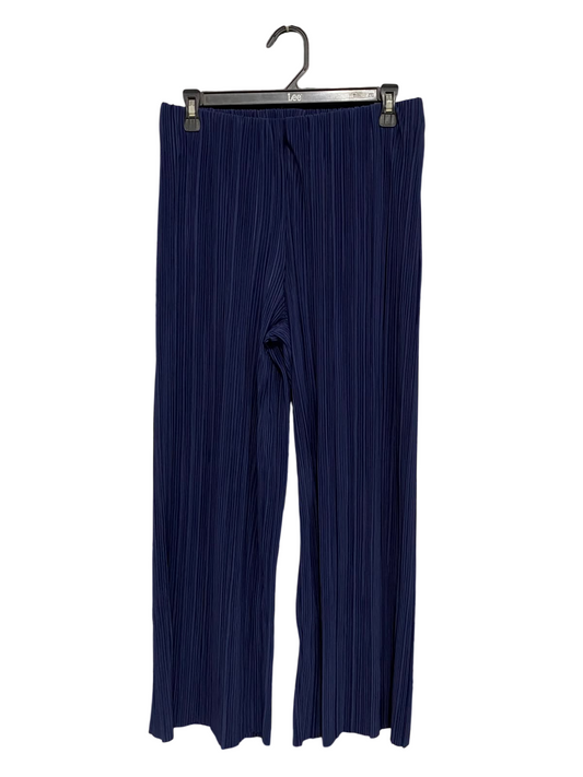 PRIMARK CARES |L| WAIST 29| A57| NAVY BLUE PLEATED WIDE-LEG TECHNICAL UTILITY TROUSERS
