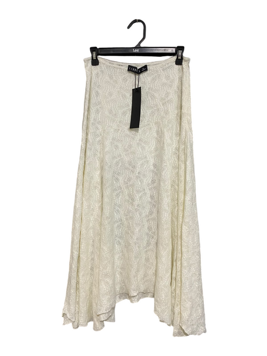 LIONESS |L| WAIST 32| A57| OFF-WHITE LACE TEXTURED TECHNICAL UTILITY MAXI SKIRT