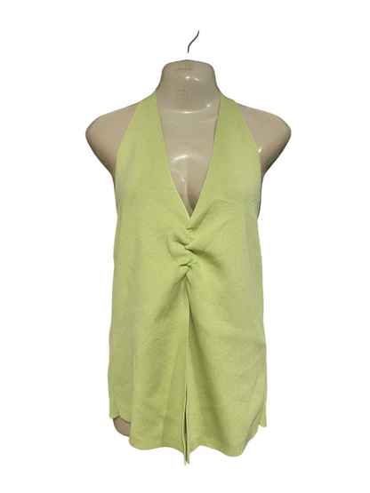ANKO |M| BUST 17| A57| LIME GREEN HALTER-NECK TWIST-FRONT TECHNICAL UTILITY TOP