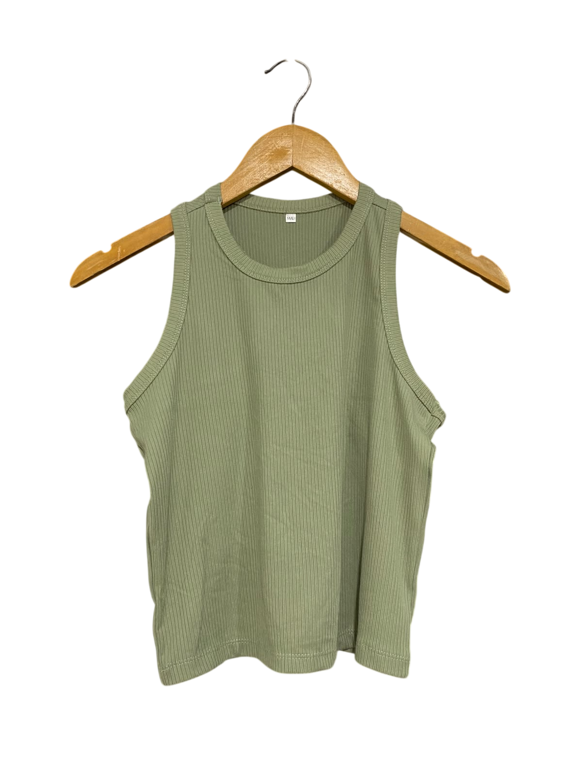 |M/L| BUST 15| A57| SAGE GREEN RIBBED CREWNECK TANK TOP