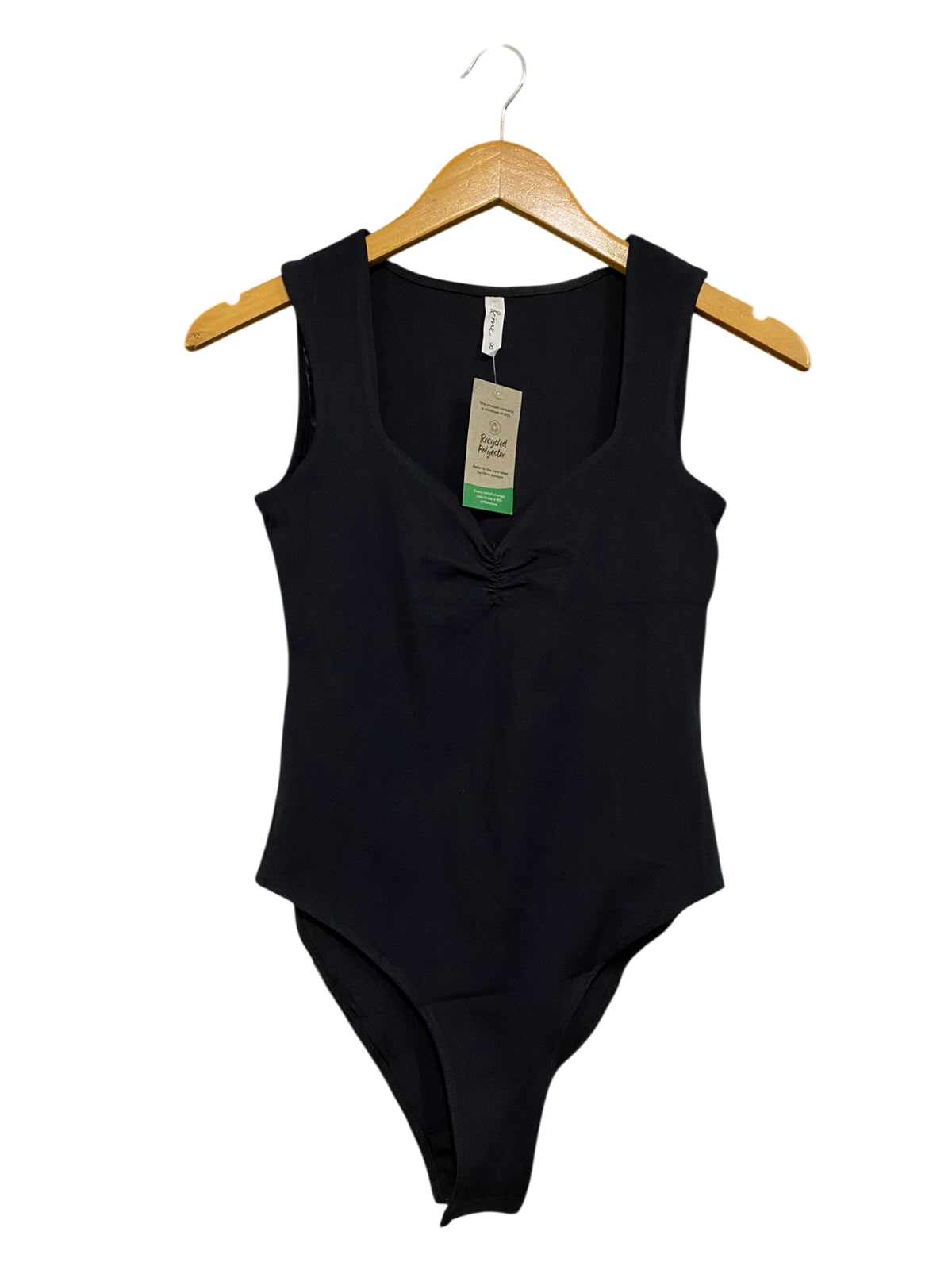 & ME |S| BUST 13| A57| BLACK SQUARE-NECK RUFFLE-BUST TECHNICAL UTILITY BODYSUIT