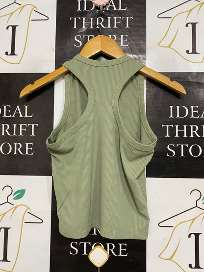 |M/L| BUST 15| A57| SAGE GREEN RIBBED CREWNECK TANK TOP