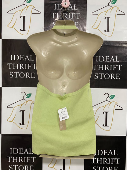 ANKO |M| BUST 17| A57| LIME GREEN HALTER-NECK TWIST-FRONT TECHNICAL UTILITY TOP