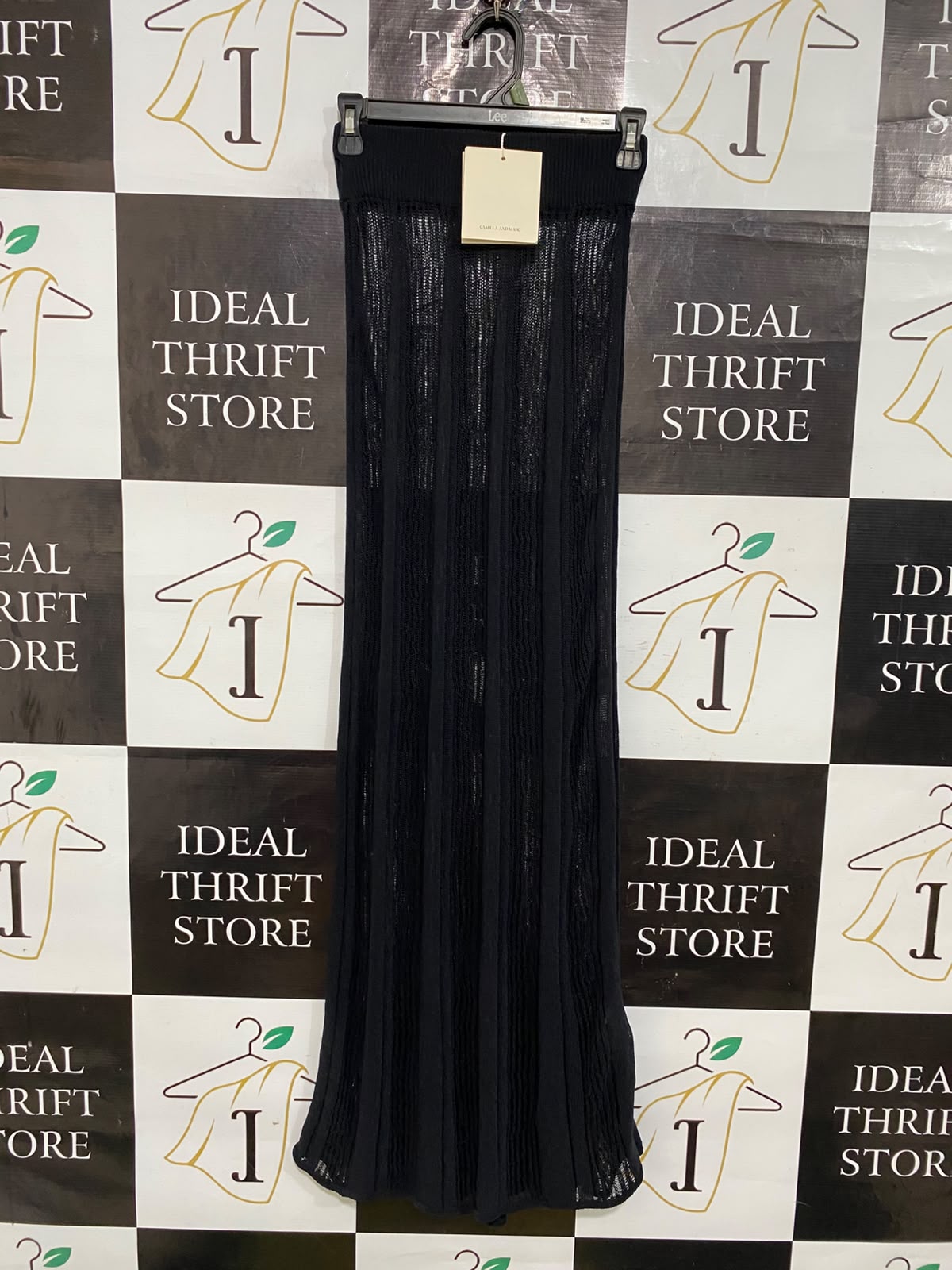 CAMILLA AND MARC |XS| WAIST 24| A57| BLACK SHEER-KNIT TEXTURED TECHNICAL UTILITY MAXI SKIRT